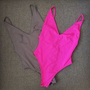 2 Kookai Julie Bodysuit size 1 pink taupe